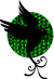bird silloute with matrix background, Avian Conspiracy Icon.