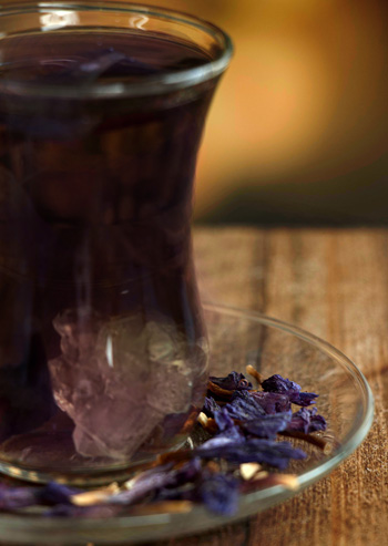image of borage tea served with hard candy