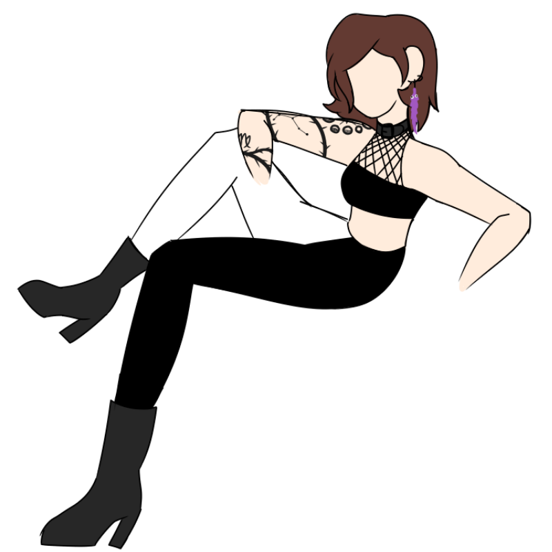 a drawing of the artist with attoos she'd like to have
