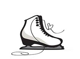 A digital drawing of a styled figure skate with a heart.