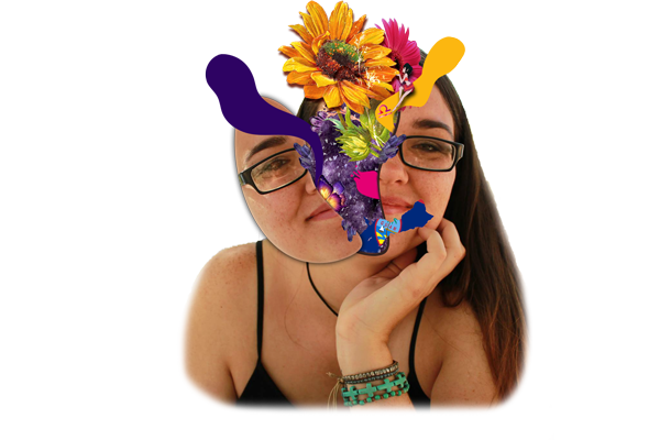 A collaged image of my face and things that describe me