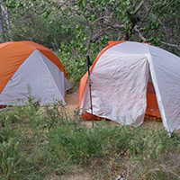 two tents set up and ready for camp on the Pacific Crest Trail