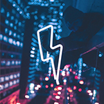 A photo of a lightning bolt representing the spark that started the company