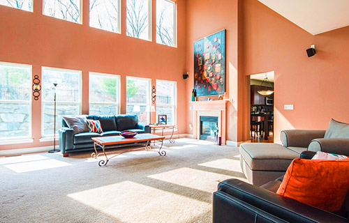 Peachy orange living room