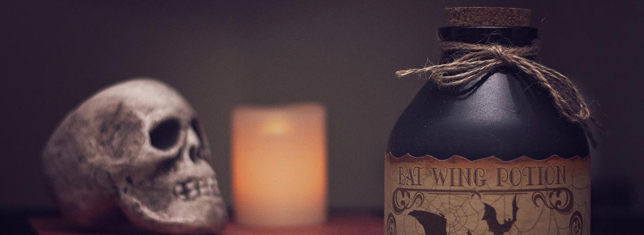 picture of a skull and a potion