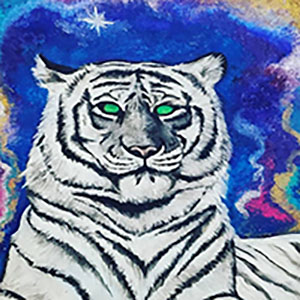 painting of a white tiger