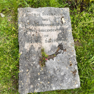 A headstone for the last descendants of WIlliam Shakespeare.