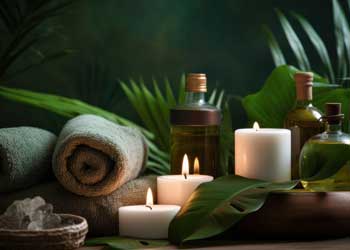 skin care oils and candles