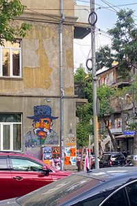 A scenic capture of a mural on a street in Yerevan, Armenia