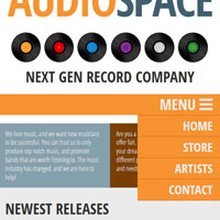 screenshot of website with hamburger menu