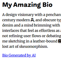 screenshot of biographical statement