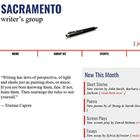screenshot of writers' website