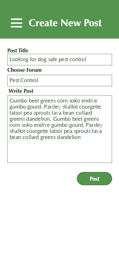 Screenshot of forum post creation