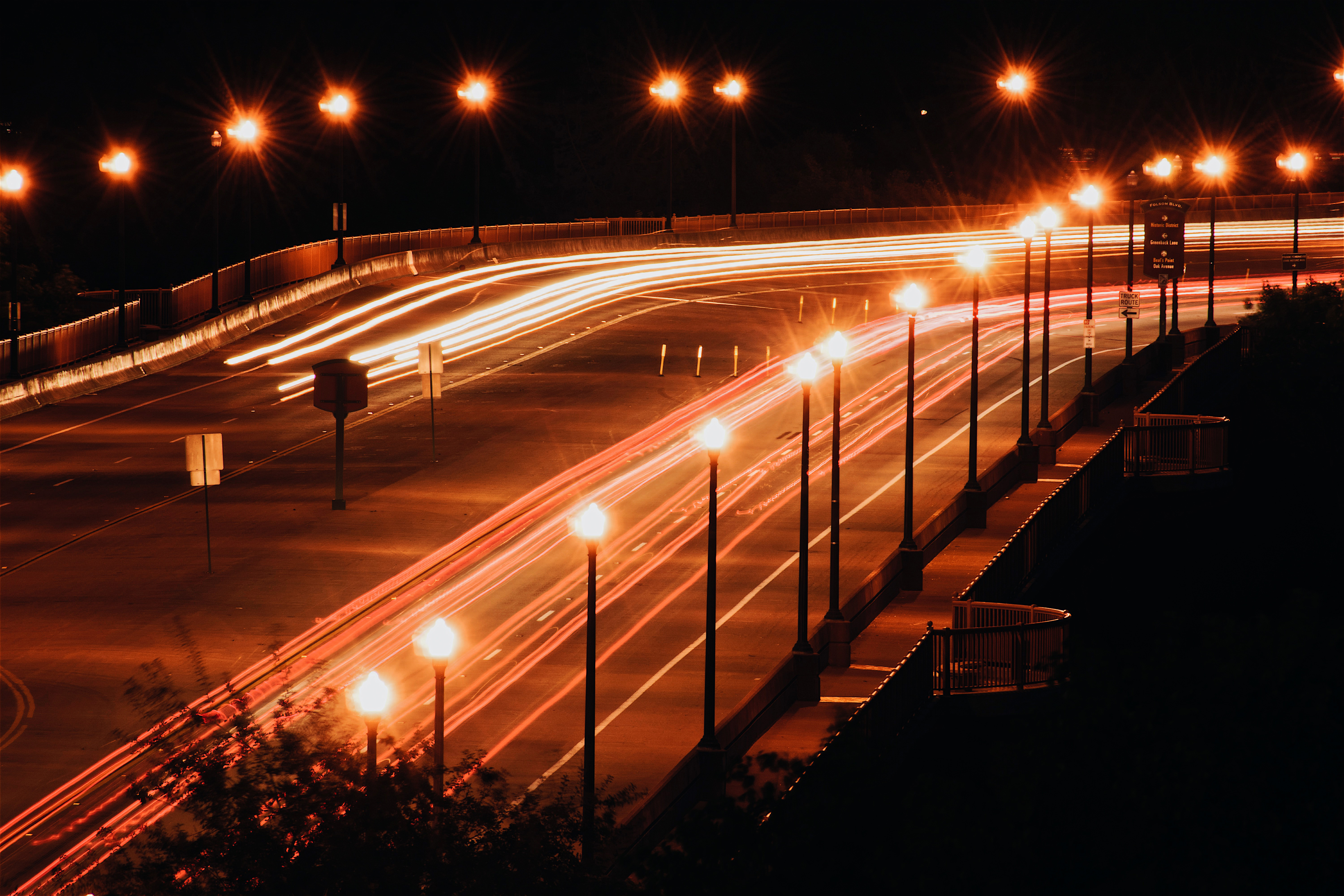 Light trails from a busy road