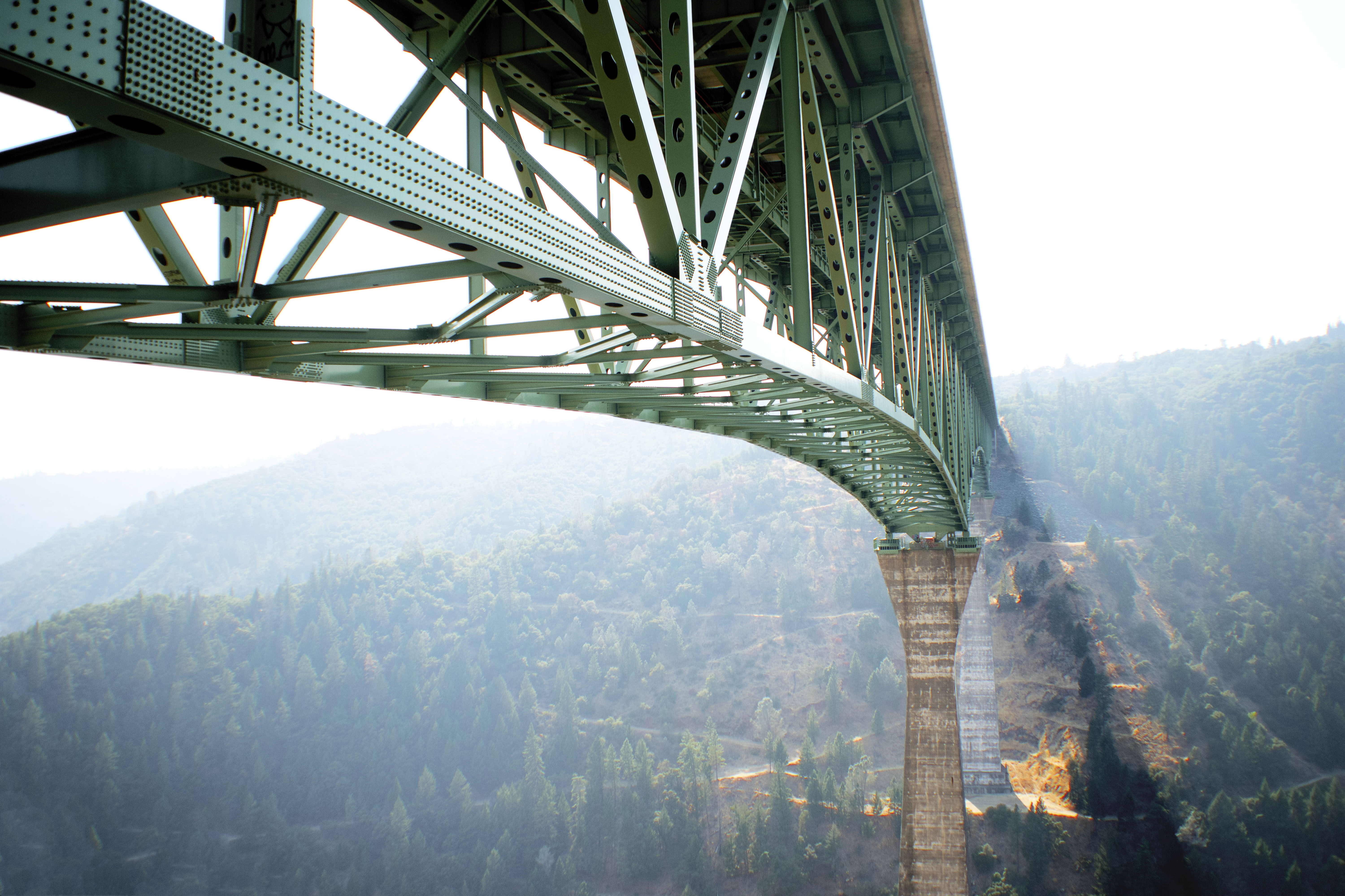 Foresthill Bridge with light rays showing through
