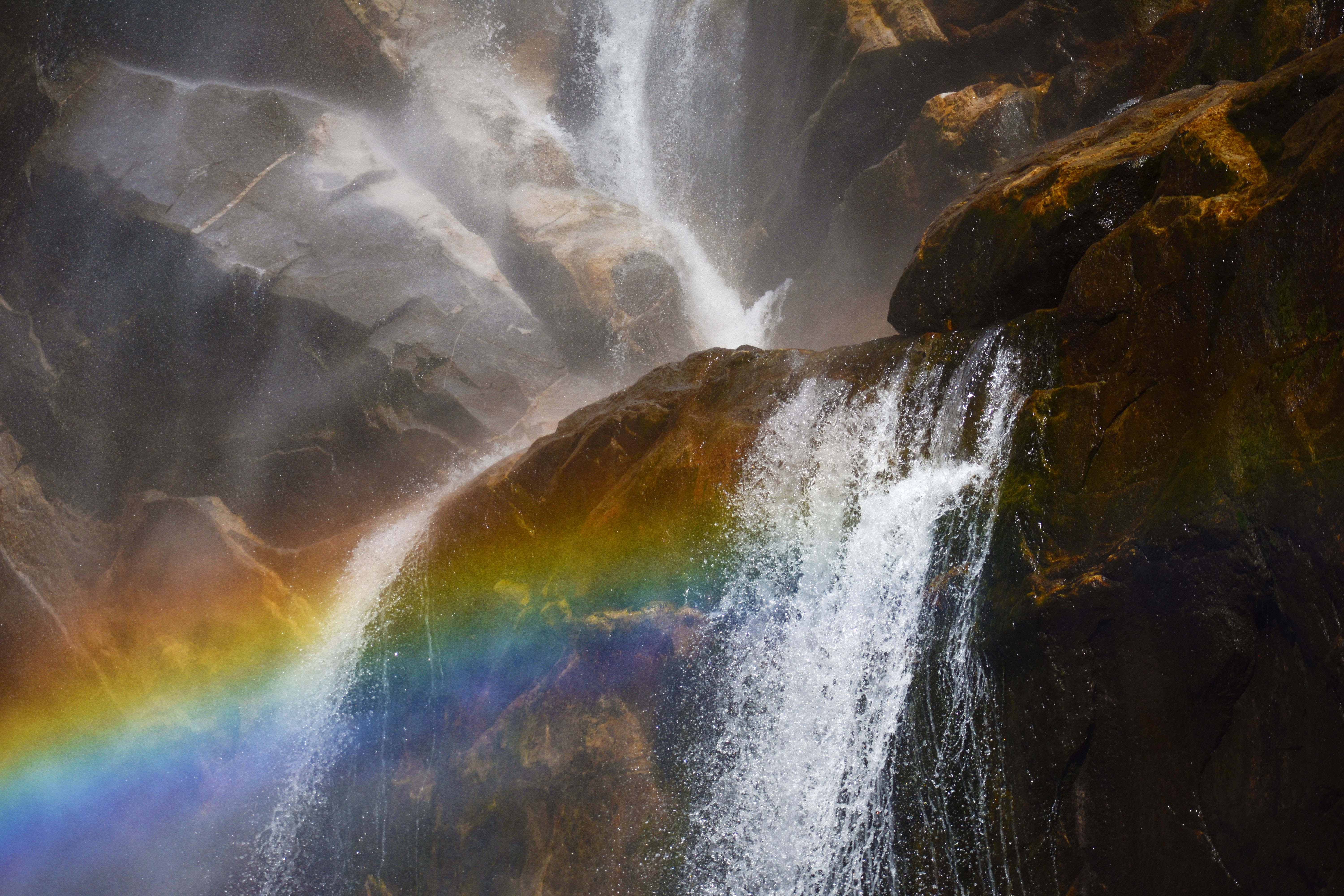 Small waterfall with a rainbow