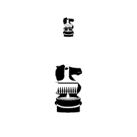 Black adn white knight chess piece with paint brush ontop of paint bucket