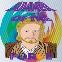 A psychedelic selfportrait which reads Summer of the force