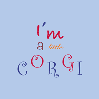 Square ransome note that reads I'm a little corgi