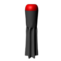 Long cylinder with a red top and star shaped bottom