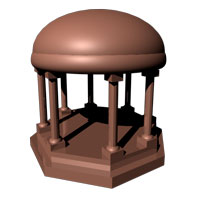 A structure with an octagonal base and a dome roof supported by eight pillers