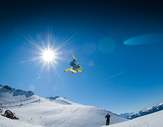 Snowboarder in air