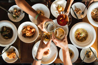a group of friends celebrating